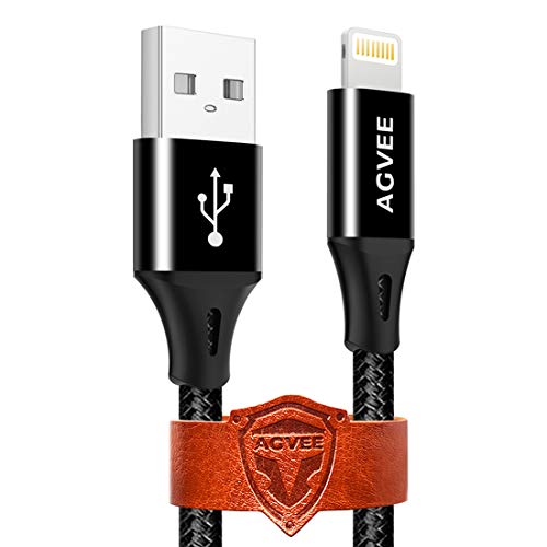 AGVEE 3 Pack 1.5ft Short Lightning Carplay Charging Cable, Hardened End Tip
