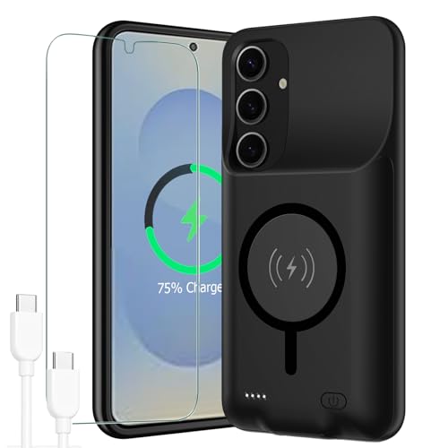 Battery Case for Galaxy S25, Upgraded 10000mAh Portable Protective Wireless Charging Case Compatible with Galaxy S25 5G (6.2 inch) Rechargeable Extended Battery Pack Charger Case (Black) - size: Galaxy S25 -10000mAh