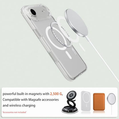 Classic Hybrid Magnetic iPhone 17 air Case Phone Case Cover, Screen Protectors X1, Compatible with Magsafe, Anti Yellowing,Slim,Shockproof, Protective (Transparent Crystal, iPhone 17 air) - color: Transparent Crystal, size: iPhone 17 Air