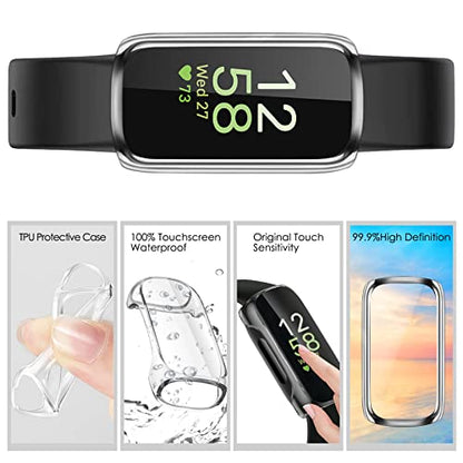 FINTIE 3 Pack Case Compatible with Fitbit Inspire 3 2 HR, Flexible Soft Full-Around watch Screen Protector TPU Case Cover Bumper Shell, Black/Clear/Rose Pink - color: Black+Clear+Rose Pink