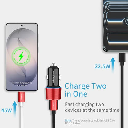 67.5W Red Car Charger USB C Super Fast for iPhone 18 Pro Max/17/Android - color: Red, size: 3.3 ft