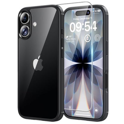 TAURI for iPhone 17 Case, Anti-Yellowing with Screen Protector, Military-Grade Protection Shockproof Slim Phone Case for iPhone 17, Black - color: E-Black