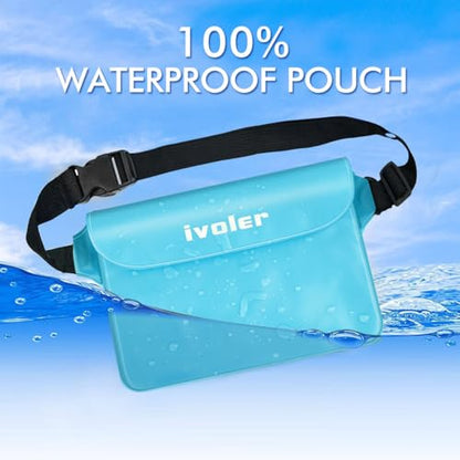 ivoler 2-Pack Waterproof Fanny Pack & Phone Pouch, Dry Bag for Passport, Phone & Wallet, Floating Waterproof Phone Case for Beach, Swimming, Kayaking, Boating, Cruise Essentials & Travel Blue - color: Blue