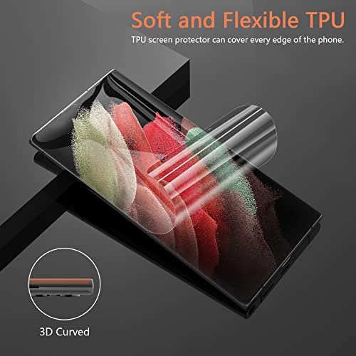 [2 Packs] Samsung Galaxy S21 Ultra TPU Screen Protector, with Positioning Tool Fingerprint Support Flexible Self-Healing TPU Film 3D Curved Easy Installation Full Coverage Bubble Free - size: Galaxy S21 Ultra