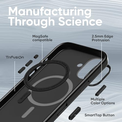 FLOLAB Surtect Tri-Fusion Magnetic for iPhone 17 Case Protective Slim Design Magsafe Compatible Military Grade - Full Black Matte Translucent - color: Full Black Matte Translucent, size: iPhone 17
