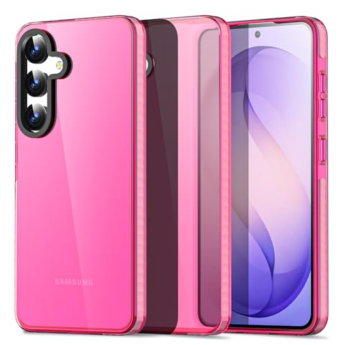 AICase Neon Hot Pink Clear Phone Case for Samsung Galaxy S26 Plus, Trendy Women Girly Aesthetic Preppy Colorful Colored Cute Retro Bright Protective Jelly Aura Cover - color: Hot Pink, size: S26 PLUS