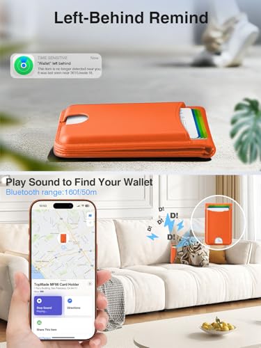 TopMade for MagSafe Wallet Works with Find My, Strongest Magnetic Wallet - color: Orange