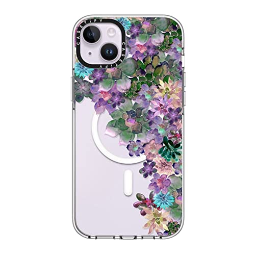 CASETiFY for iPhone 14 Plus Case - Impact Clear Compatible with MagSafe | Not Yellowing | 6.6 ft. 3X Military Grade Drop Protection | MY SUCCULENT GARDEN | Clear - color: MY SUCCULENT GARDEN, size: Iphone 14 Plus (6.7")