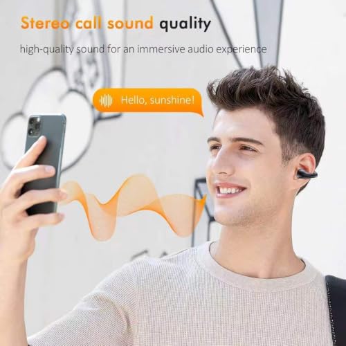 Open Ear Bone Conduction Headphones Bluetooth 5.3Wireless Clip On Earbuds with Digital Display Charging Case 80 Hours Playtime Sport Earphones Built-in Mic IPX7Waterproof for Running Fitness Exercise