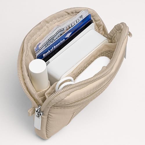 Nekmit Clip and Go Strap for Phone with Wallet Crossbody, Adjustable Phone Lanyard with Detachable Zippered Pouch & Wristlet - color: Dark Beige