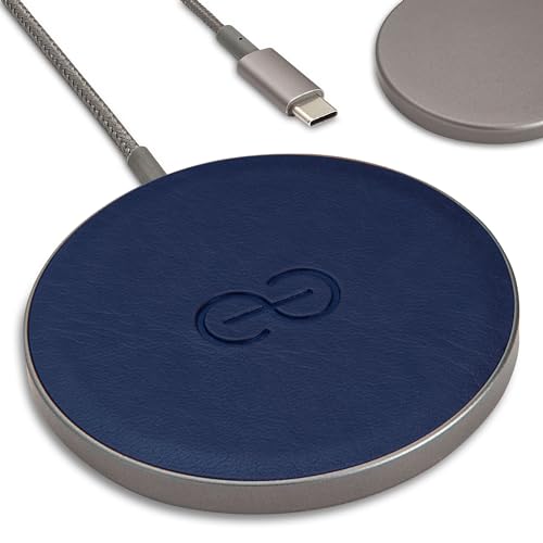 Dreem Empower Magnetic Wireless Charger Pad – Compatible with MagSafe for iPhone 18/17/16/15/14/13/12 & Qi-Certified Devices – Premium Vegan Leather [Royal] - color: Royal