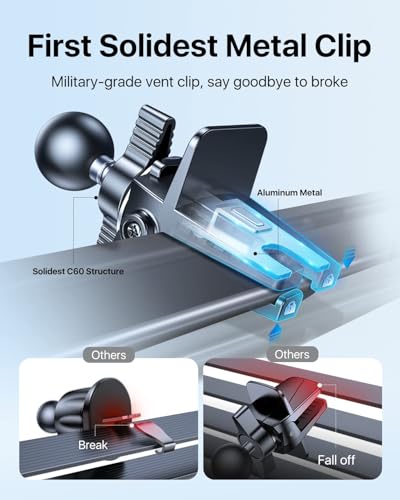 andobil 2026 Upgraded for Magsafe Car Mount [Biggest Panel, Big Phone Friendly] 360° Rotation Magnetic Phone Holder for Car Vent Suitable for iPhone 17/16/15 Pro Max Samsung S25/S24 (Grey) - color: Grey
