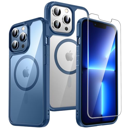 TAURI 3 in 1 Magnetic for iPhone 13 Pro Case, with 2X Screen Protector, 10 FT Drop Protection, Compatible with Magsafe Case for iPhone 13 Pro Phone Case 6.1 inch - Blue - color: B-Magnetic Blue