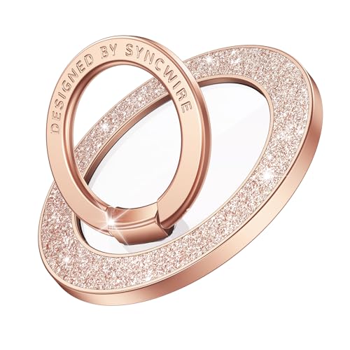 Syncwire Magnetic Phone Grip for MagSafe,Sparkle Ring Holder,Glitter Silver - color: Rose Gold