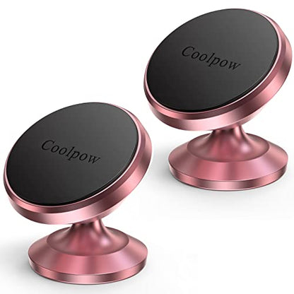 【2-Pack】Magnetic Phone Holder for Car Dash Strong Magnetic Car Phone Mount - color: Rose Gold