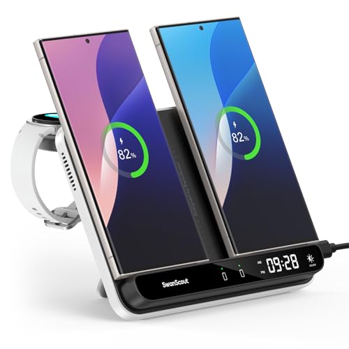 Dual Wireless Charger for Galaxy S26/S25/S24/S23, for Samsung Watch 8/7/5/4