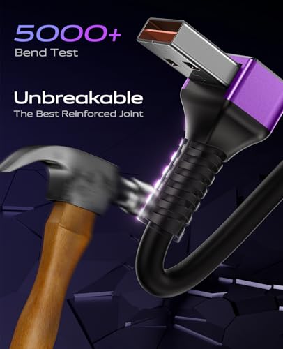 90 Degree USB A to USB C Cable, [3FT/6FT] Coiled USB C Cable for Car-Red - color: Purple, size: 3FT+6FT