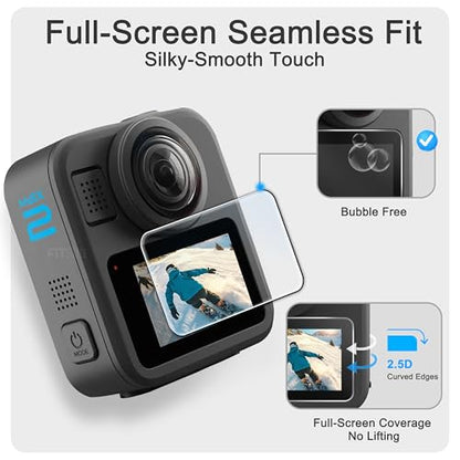 FiTSTILL Tempered Glass Screen Protector for Go Pro MAX2/MAX360 2025/MAX Fusion(2019),Scratch Resistant LCD Tempered Glass Film 9H Hardness Guard Touch Sensitive Easy Installation Accessory - size: For Go Pro max 2/2019/2025