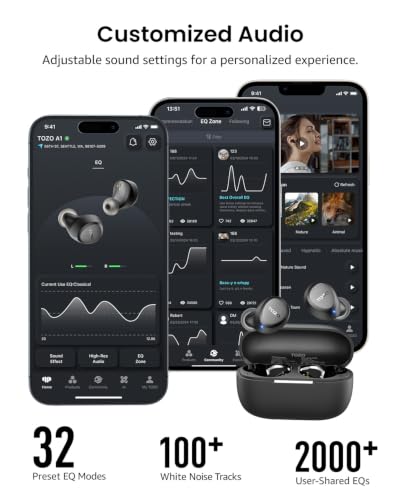 TOZO A1 Wireless Earbuds Bluetooth 5.3 Light Weight in Ear Headphones - color: Black