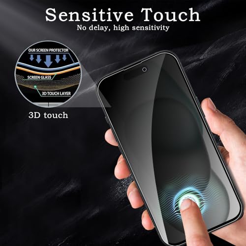 [2+2 Pack] Privacy Screen Protector for iPhone 15, Anti-Spy Shatterproof Tempered Glass with Camera Lens Tempered Glass 9H Hardness Bubble Free Anti-Glare Case Friendly