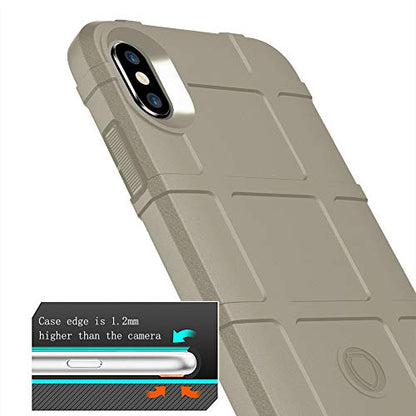 for iPhone Xs/X case, (Rugged Shield Series) TPU Thick Solid Armor Tactical Protective Cover Case for iPhone Xs/X (5.8 inches) - Light Clay - color: Light Clay