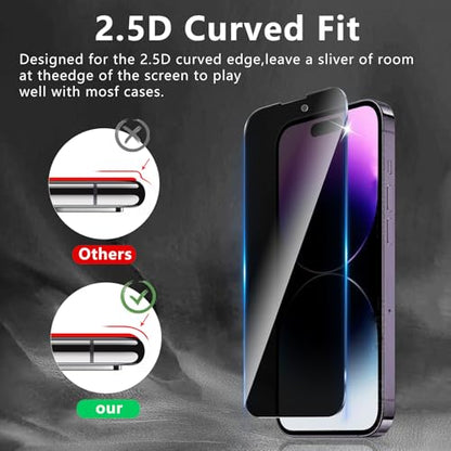 3+3 Pack Privacy Screen Protector Designed for iPhone 14 Pro With 3 Pack Camera Lens Protector,Full Coverage Anti-Spy Tempered Glass Film,9H Hardness,Bubble Free,Easy to Install - color: iPhone 14 Pro FK33