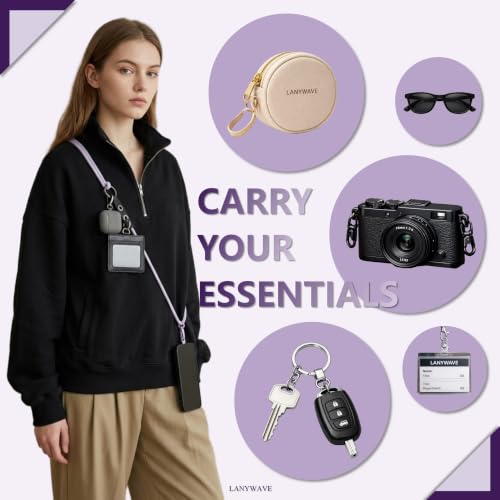Adjustable Crossbody Phone Lanyard with Hanging Loops - color: Purple