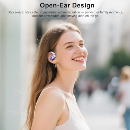 Open Ear Headphones, NEW Over Ear Earbuds with 4 ENC Noise-Canceling Mic - color: Lavender