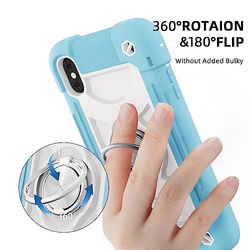 MARKILL Compatible with iPhone X/iPhone Xs Case 5.8 Inch with Ring Stand, Heavy-Duty Military Grade Shockproof Phone Cover for iPhone X/XS. - color: Ice Blue, size: iPhone X/iPhone XS 5.8"
