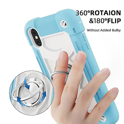 MARKILL Compatible with iPhone X/iPhone Xs Case 5.8 Inch with Ring Stand, Heavy-Duty Military Grade Shockproof Phone Cover for iPhone X/XS. - color: Ice Blue, size: iPhone X/iPhone XS 5.8"