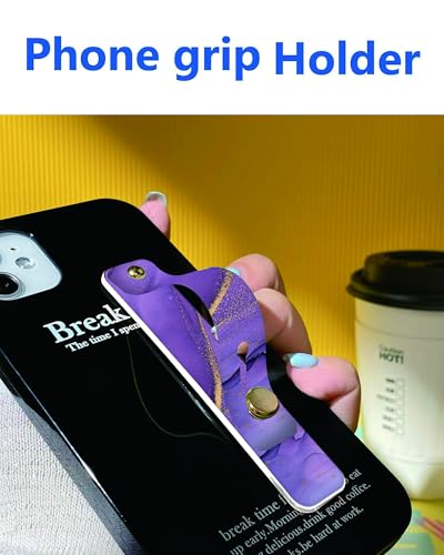Phone Finger Strap Holder, Portable Phone Grip Loop, Telescopic Silicone Phone Stand, Compatible with Most Smartphones (Purple Marble) - color: Purple Marble