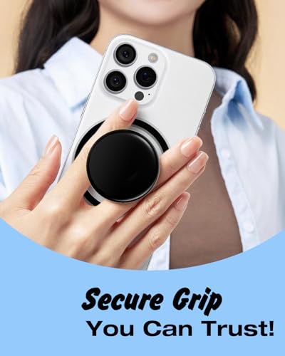 Svanove Magnetic Cell Phone Grip Compatible with Magsafe, Collapsible Phone Stand Holder Round Expanding Kickstand for iPhone Samsung Mobile Phones, Cute Soft Silicone Glossy Jelly, Black - color: Black, style: Magnetic
