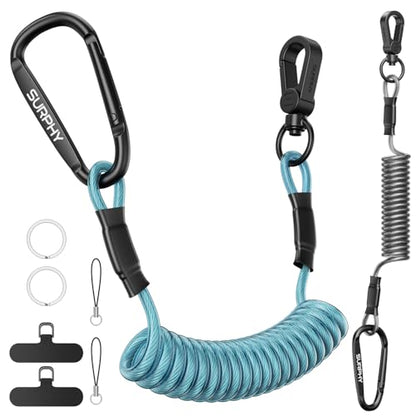 SURPHY Anti Theft Phone Strap, Phone Lanyard, Sturdy Steel Wire Keychain - color: P2- Light Blue & Black