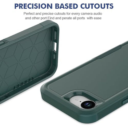 for iPhone 16E / iPhone 17E Case: Dual Layer Protective Heavy Duty Cell Phone Cover Shockproof Rugged with HD Screen Protector - Military Protection Bumper Tough - for iPhone 16E / 17E, Dark Green - color: Dark Green (PC) + Dark Green (TPU)