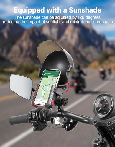 KEMIMOTO Motorcycle Phone Mount with Sun Hat, Fit for Bike, ATV, Scooter