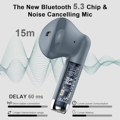 Wireless Earbuds, Bluetooth 5.4 Headphones in Ear with Noise Cancelling Mic - color: Dark Gray
