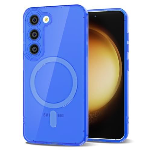 Svanove for Samsung Galaxy S23 Plus Clear Compatible with Magsafe Silicone, Bright Transparent Thin Magnetic Mag Safe Case Cute, Girly Slim Hard Camera Cover Protection, Fluorescent Neon Blue - color: Neon Blue, size: S23 Plus