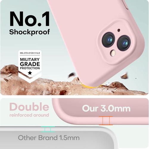 LOVE 3000 Compatible with iPhone 15 Case, [Smooth Silicone Full Coverage Camera] [8ft Drop Protection], Soft Microfiber Lining Full Body Protective Case for iPhone 15 6.1 inch - Pink Sand - color: Pink Sand, size: iPhone 15 6.1inch