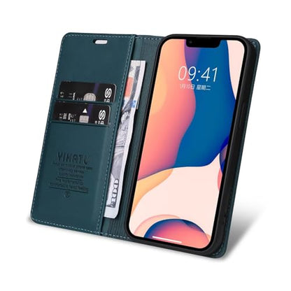 Caseurban Compatible with iPhone 13 Wallet Case PU Leather Flip Folio Case with Card Holder Magnetic Closure Shockproof Protective Phone Cover Blue - color: Blue, size: iPhone 13