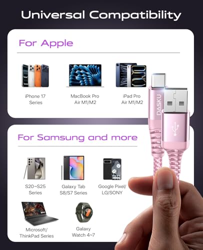 Long USB C Cable [15FT 1Pack], USB to USB C Cable 3A Fast Charging, USBA to - color: Pink, size: 15FT 1Pack, style: USB A to USB C