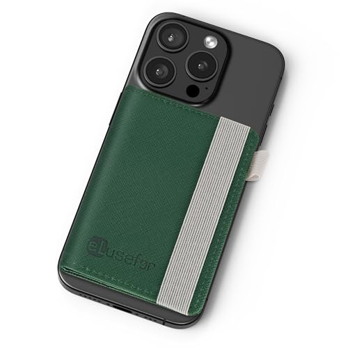 Stick-On Phone Wallet for Back of iPhone or Android Case | 6 Sleeve Credit Card Holder - Pocket for Cards, Money & ID - Built-in Stand - Waterproof Material - Travel, Work & Life-Proof - Green - color: Green