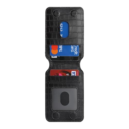 Ｈａｖａｙａ Leather Wallet Case for iPhone 16 - Jet Black | Crocodile-textured leather, detachable wallet, 5-card slots & kickstand, MagSafe 15W fast charge, raised bezels - color: Jet Black