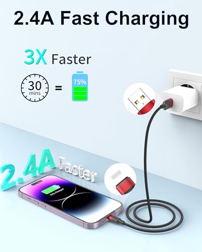 Bkduice 1.5ft Lightning Cable, [MFi Certified] Braided 2 Pack Short iPhone Charger Cord for Car, 18 inch USB to Lightning Cable for iPhone 14 13 12 11 Pro Max XR XS 8 SE iPod - size: 1.5 feet