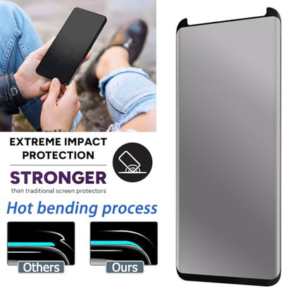 Compatible for Samsung Galaxy Note 9 Screen Protector Tempered Glass Privacy Film [Case Friendly] [3D Curved Edge] [Anti-Scratch] [High Definition] (2 Pack, Black/Clear)