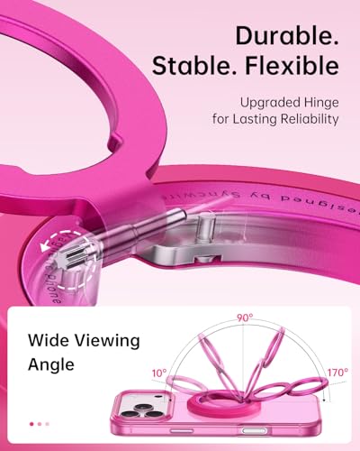 SYNCWIRE Magnetic Phone Ring Holder, for MagSafe Phone Grip Stand Kickstand - color: Hot Pink