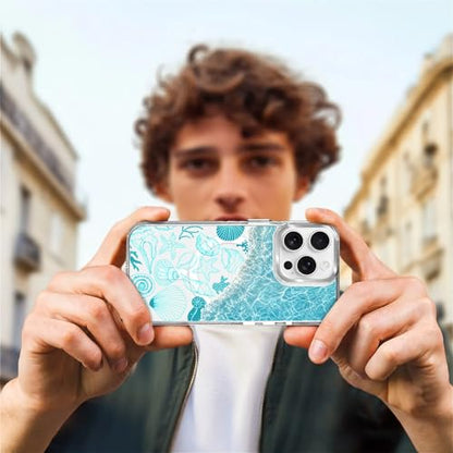 VisEnt Clear Case for iPhone 15 Pro, Magnetic Phone Case, Transparent Slim Cover, Military Grade Protection, Shockproof, Anti-Yellowing, Scratch Resistant, Ocean Wave Shell - color: Ocean Wave Shell, size: Iphone 15 Pro