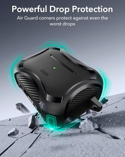 ESR for AirPods Pro 3 Case (2025), Magnetic Lid, Cyber Tough Series, Black - color: Black, size: AirPods Pro 3 Case