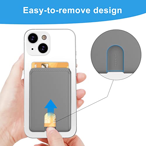 SHANSHUI Phone Wallet, 5 Pack Anti-Lost Design Sticky Silicone Phone Credit Card Holder Business Cards ID Card Pocket Compatible for iPhone, Android & Most Smartphones-3Pack Grey - color: Grey x3