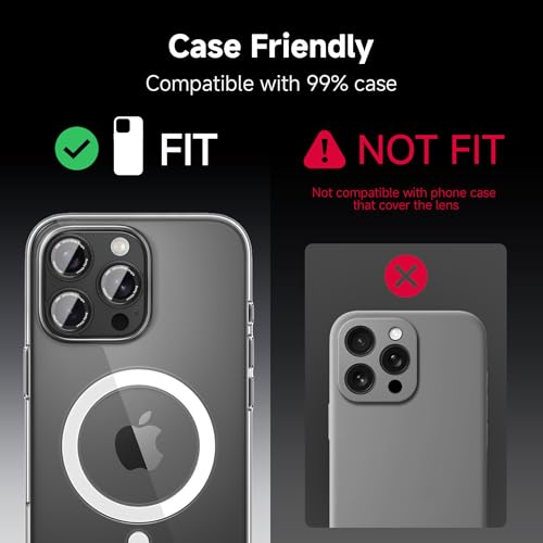 CACOE Metal Camera Lens Protector for iPhone 16Pro/16ProMax/14Pro/14ProMax - color: Dark Black