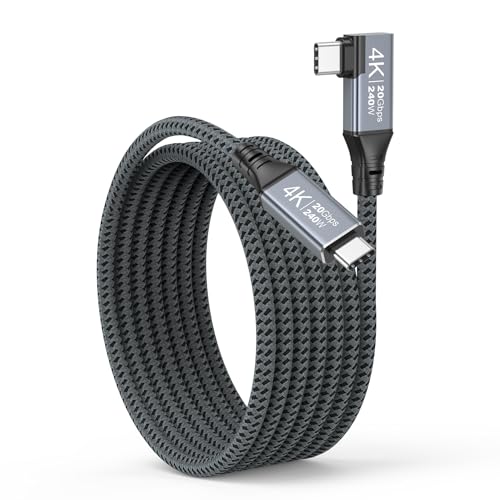USB C Monitor Cable 3.3FT Right Angle, 4K@144Hz Video Display, 20Gbps, 240W - size: 3.3FT
